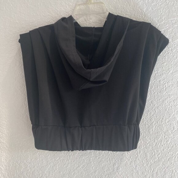 ROMA CONCEPT by Rosee Size L Black Sleeveless Hoodie Crop Sweatshirt Top - Picture 7 of 10